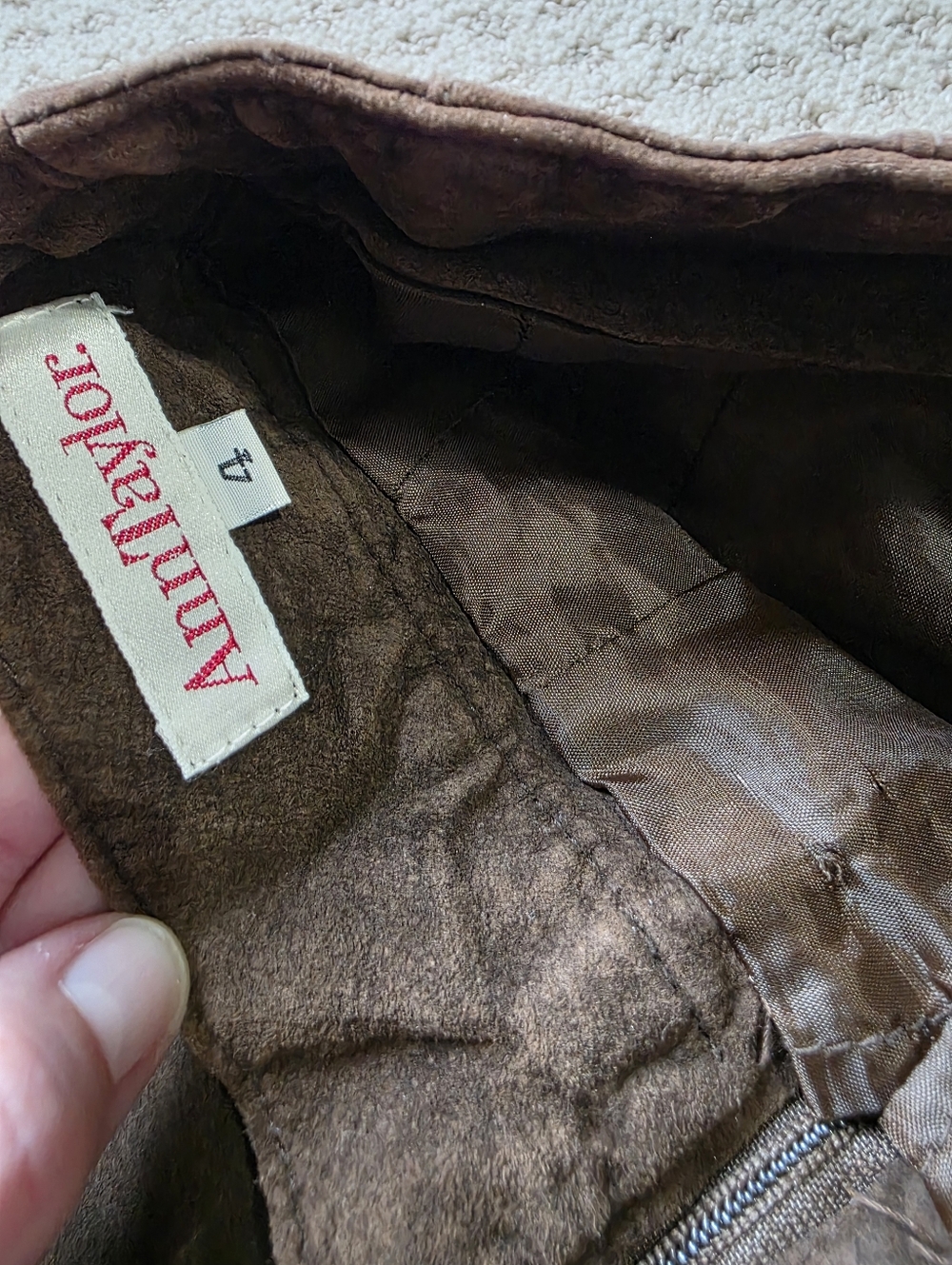 Ann Taylor Dark Brown Suede Pencil Skirt - Picture 5 of 8